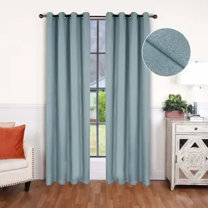 Linen Room Darkening Semi-Blackout Window Curtain Panels, Set of 2, 52"x96", Teal - Blue Nile Mills