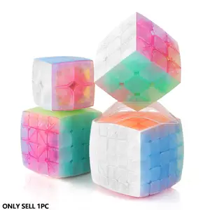 Sengso Speed Cube Set, 2x2 3x3 4x4 5x5 Smooth Jelly Color Cubes, Highly Transparent Puzzle Toy for Kids & Beginners, Rubikscubes