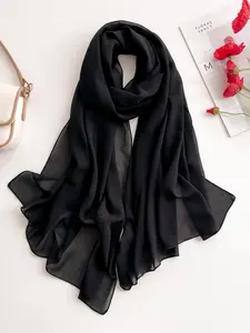 Women's Solid Color Chiffon Scarf, Fashionable Breathable Lightweight Shawl for All Seasons, Casual Chic Versatile Wrap Scarf for Women & Girls