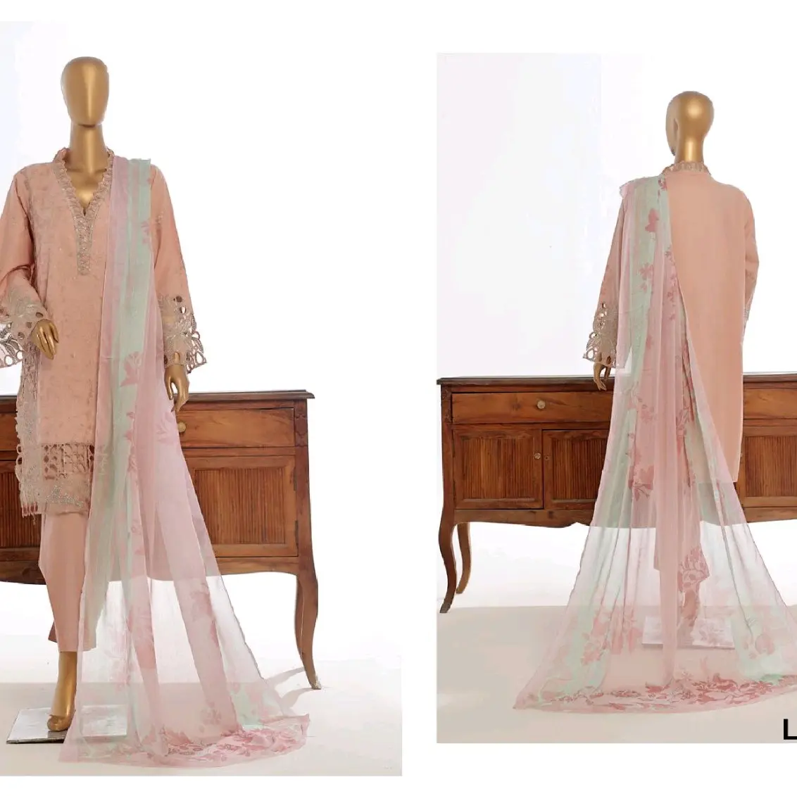 Binsaeed Luxury Collection 2025 - Elegant Outfit with Long Sleeves, Lace Details & Flowing Skirt, Perfect for Special Occasions