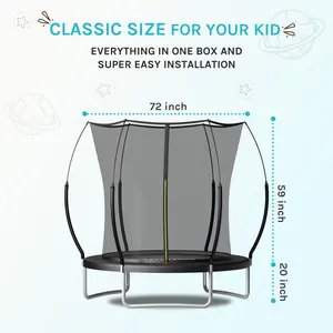 6FT Springless Trampoline for Kids and Adults ASTM APPROVED- Recreational Trampolines with AntiRust Coating - Bungee Cords Outdoor Trampoline for Kids - No-Gap Design Zipper System-Black ai  bunny  trampoline