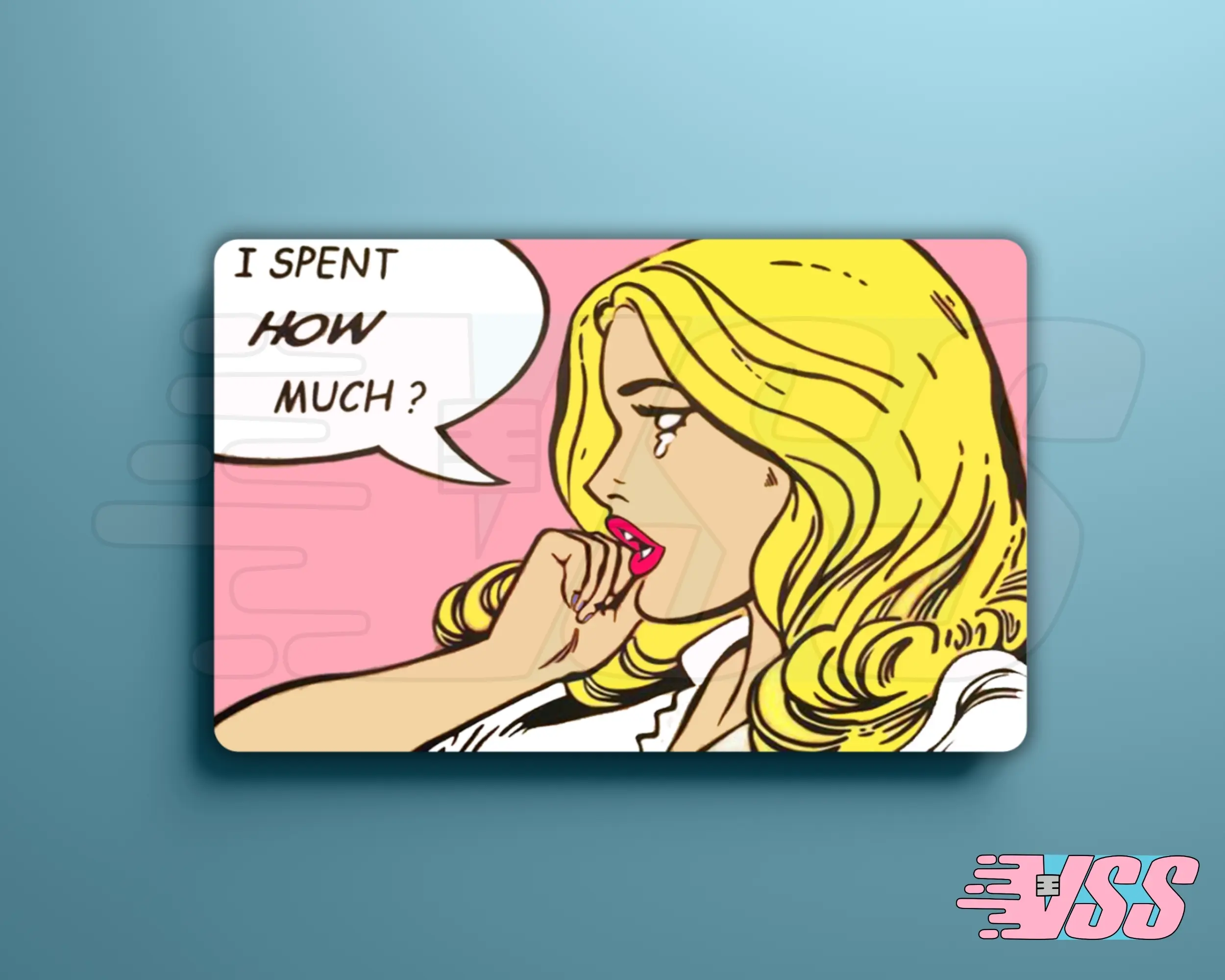 Comic I spent how much? card cover Funny Debit Credit Card Cover Sticker