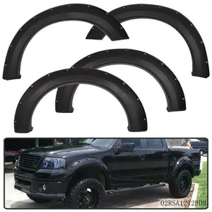FOR 04-08 FORD F-150 PICKUP 3" TEXTURED BLACK POCKET-RIVETED WHEEL FENDER FLARES