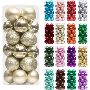24ct Mini Christmas Ball Ornaments Shatterproof Christmas Ornaments Set Decorations for Xmas Tree Balls 30mm/1.18" (Champagne Gold)
