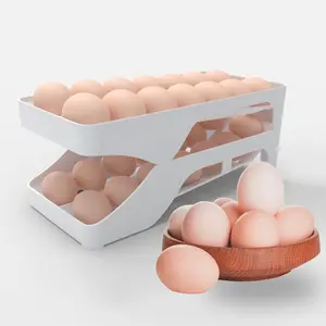 Egg Dispenser for Refrigerator, Automatic Rolling Egg Holder for Fridge, Space-Saving Egg Roller, Holds 12 Large Eggs Porta Huevos, for Kitchen,Cabinets,Table,Refrigerator Haiaoxonr