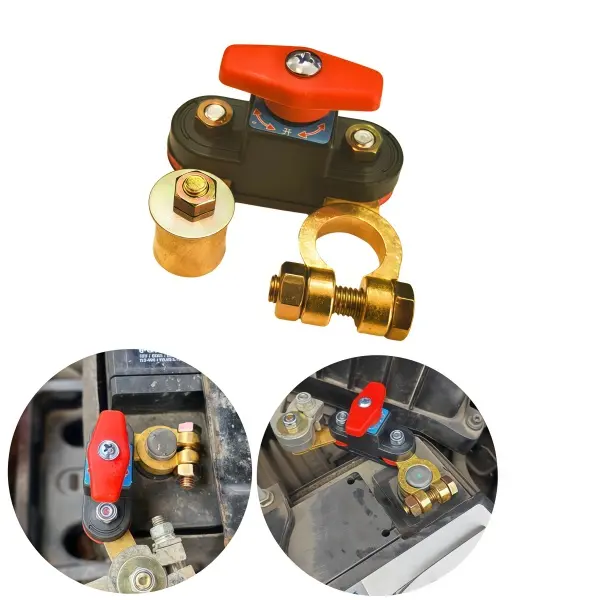 Rotatable Stable Pure Copper Car Battery Disconnect Switch, 12V 24V Universal Battery Cut Off Isolator Switch for Car Truck Excavator Construction Machinery, Compatible with Positive & Negative Pole Anti-Leakage Battery Kill Switch auto part accessory