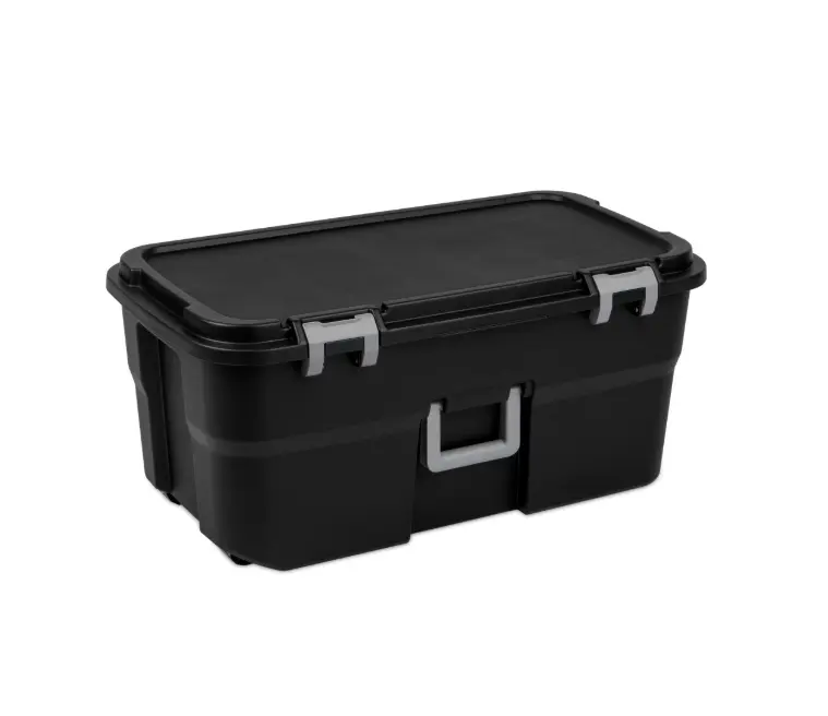 Black 22-Gallon Mobile Storage Chest with Wheels, Carry Handle and Secure Locking Top for Heavy-Duty Organization