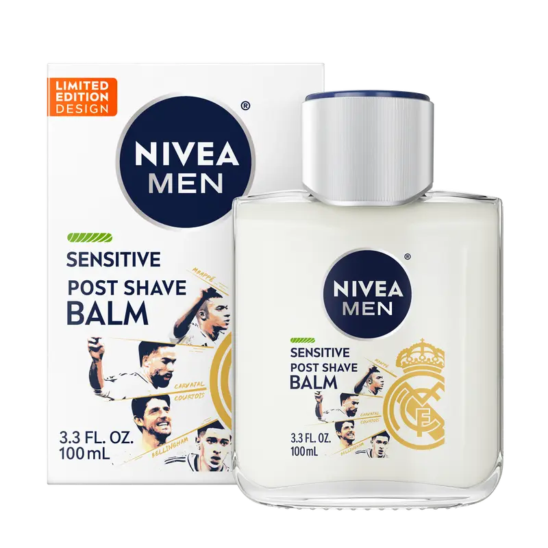 NIVEA Men Sensitive Alcohol-Free Aftershave Balm - 3.3 oz, Hydrating, Fast-Absorb Daily Moisturizer with Tapioca Starch, Maltodextrin, Chamomile, Panthenol for Stubble Itch Relief & Smooth Skin