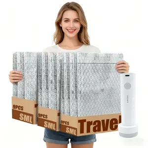PE Material Vacuum Compression Storage Bags Set with Pump and Organizer Box - Space-Saving Home Organizer for Travel, Seasonal Storage - Organizes Clothes, T-Shirts, Underwear Zipper Pouch Zipper Lock Bags