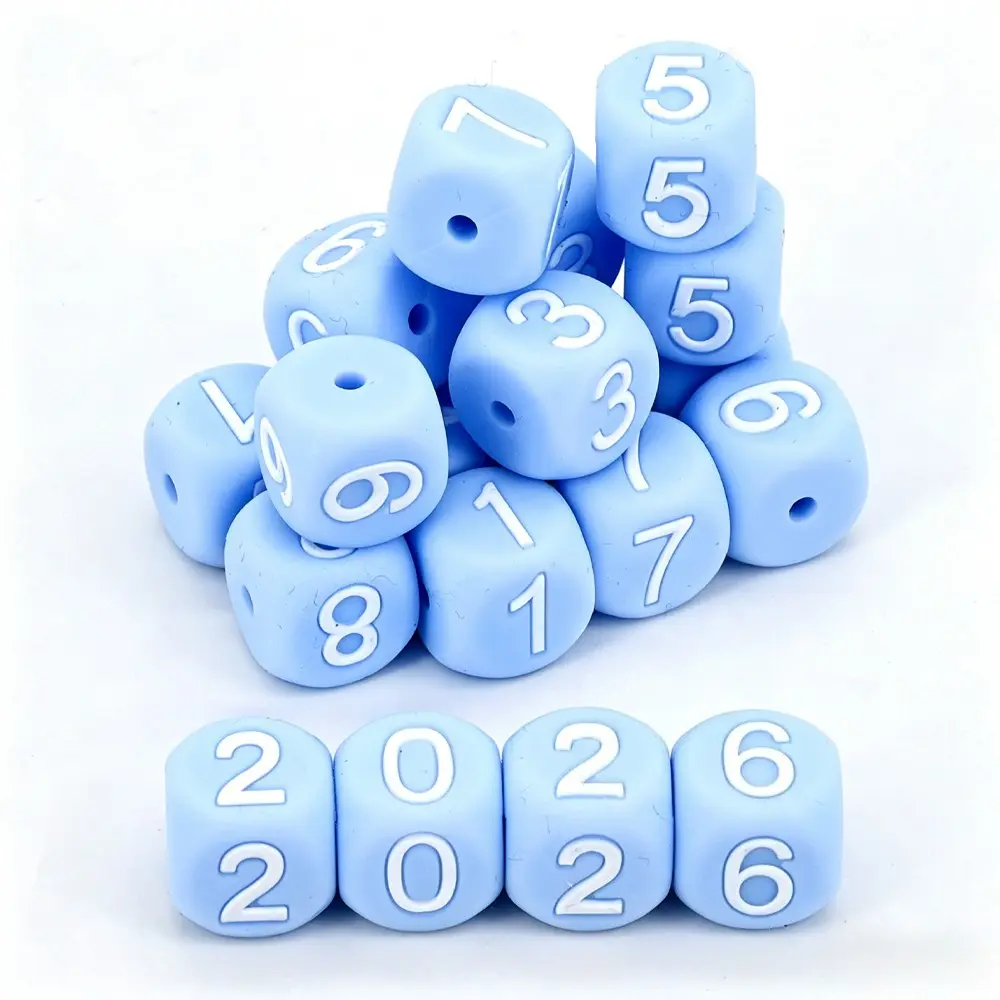 90pcs Cube Silicone Number Beads-12mm Square Number (0-9) Rubber Focal Beads / Loose Beads-Ideal for DIY Beaded Pens, Friendship Bracelets, and Keychain Making