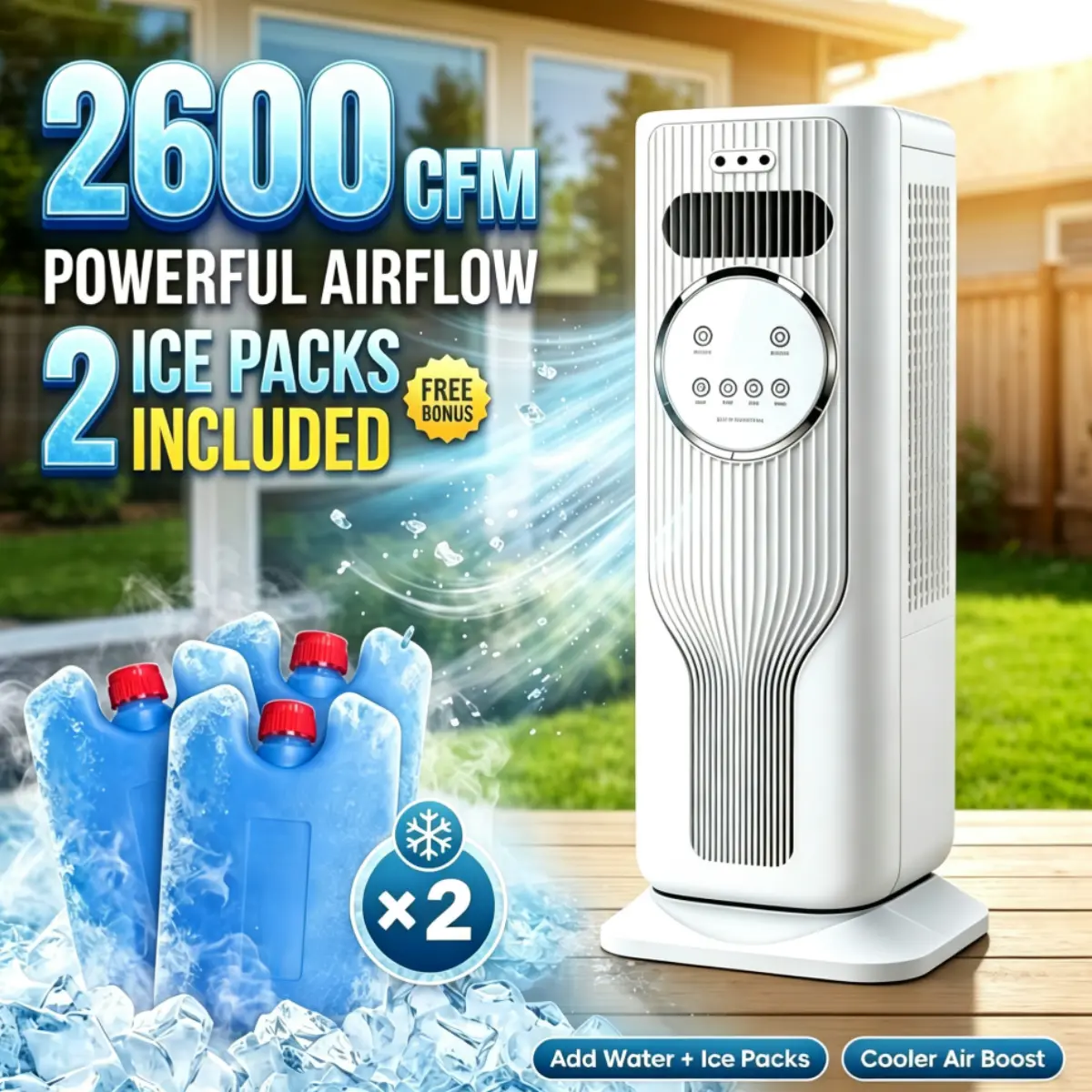 2026 New Arrival 12000BTU Portable Air Conditioner - Ice Crystal Air Cooler Fan（Water & Ice）Ultra Quiet Fast Cooling Mobile AC, Smart 24H Timing Energy Efficient, Suitable for Bedroom Office Living Room, Summer Comfort Cool All Day, TikTok Mid Year Sale