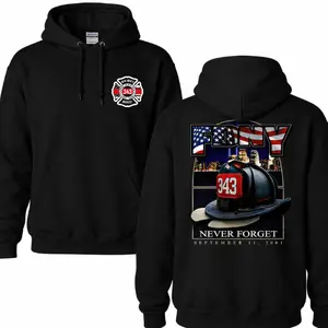 FDNY 343 Firefighter Memorial Hoodie, New York Bravest Tribute Tee, Never Forget September 11 Sweatshirt, Patriotic Firefighter Helmet Graphic Soft Cotton Unisex Shirt for Men Women, First Responder Memorial Apparel,