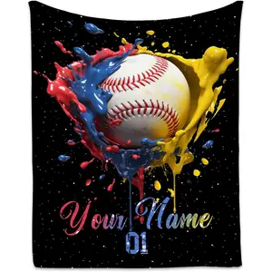 Personalized Baseball Blanket for Fans & Players - Custom Soft Flannel Throw, Cozy Sports Gift for Men & Boys, Team Home Decor