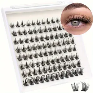 Individual False Eyelashes Set, 96pcs/box Individual False Eyelashes, Natural Curling Eye Makeup Strip Lashes, Volumized Fluffy False Eyelashes For Women And Girls Eye Makeup Enhancement