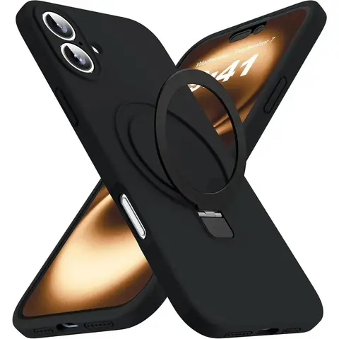 Entronix Silicone Case Designed for iPhone 16 Plus with Stand, Protection Shockproof Dropproof Dustproof Slim Design Phone Cover Magnetic Protective