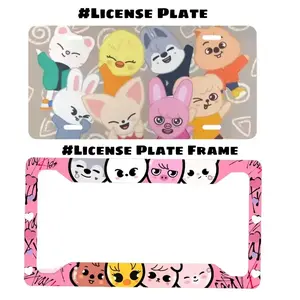 [STAY FAVORITE] SKZ Stray License Plate & Frame Set - Premium Metal Car Truck Decor - K-Pop Aesthetic Auto Accessories - Made in USA - Weather Resistant & Easy Install