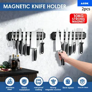 2 pieces of magnetic knife holder, 19.69 inch magnetic knife holder, knife holder magnet, kitchen utensil holder, tool holder, multi-purpose magnetic knife holder
