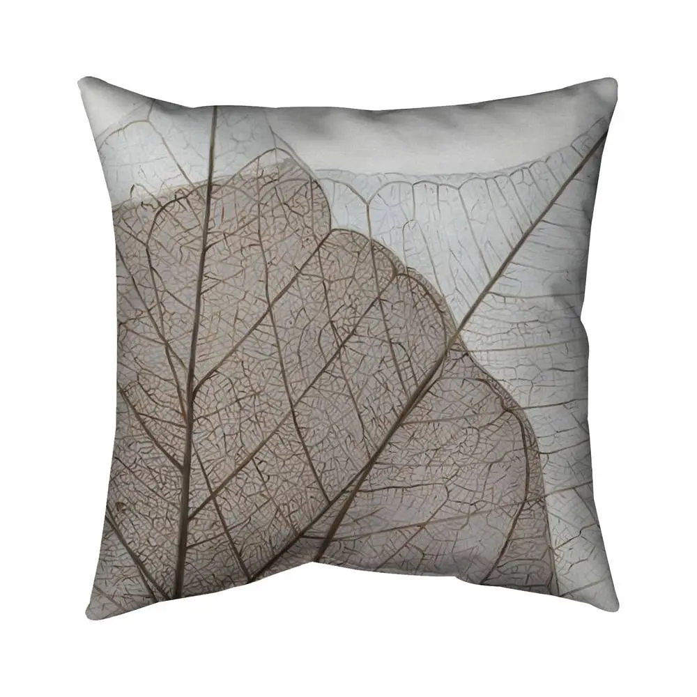 Begin Home Decor 5542-1818-FL377 18 x 18 in. Translucent Dried Leaves Pillow - Rustic Outdoor Home Decor