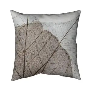 Begin Home Decor 5541-1616-FL377 16 x 16 in. Botanical Rustic Brown Pillow - Translucent Dried Leaves Decor