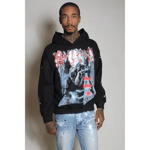 Krowne Black Rhinestone Oversized Hoodie