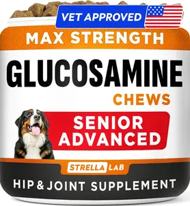 Senior Advanced Glucosamine Chondroitin Joint Supplement for Dogs - Hip & Joint Pain Relief Pills - Large & Small Breed - Hip Joint Chews Canine Joint Health - Chews Older Dogs - Bacon Flavor-120Ct