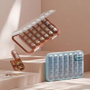 Portable Pill Box Seven Days a Week Portable Medicine Dispensing Box Three Meals a Day Medication Reminder Box Large Capacity Medicine Dispenser, Detachable Daily Medicine Container Dispenser Box, Used for Vitamin Fish Oil Supplements