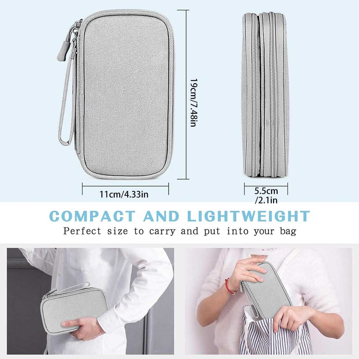 Portable Double Layer Storage Bag, Waterproof Cable & Makeup Organizer, Multifunctional Stationery Container, Travel Pouch for Outdoor & Travel