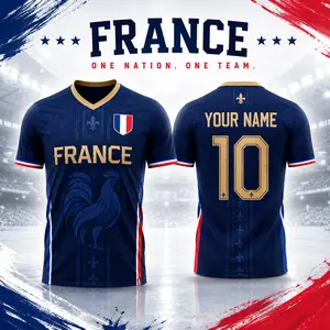 [Custom Your Name&Number] Custom FRANCE Soccer Jersey, Personalized Name Number Football Shirt, French Fan Gift for Men Women, Gift for Boyfriend Husband.