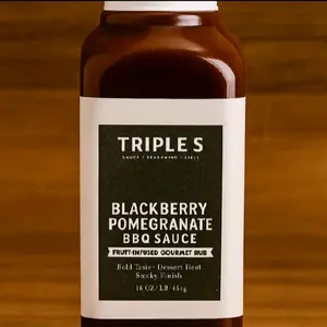 Triple S Blackberry Pomegranate Flavor Pack. Sauce & Seasoning. 16 oz bottle BBQ Sauce & 4 oz bottle Seasoning.
