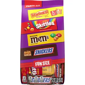M&M'S Peanut, SNICKERS, STARBURST & SKITTLES Fun Size Individually Wrapped Halloween Candy Variety Pack, 19.44 oz Bulk Candy Bag