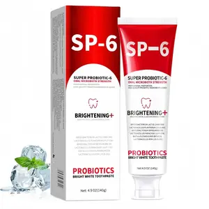 SP-6 Probiotics Whitening Toothpaste - 6 Probiotics for Teeth Whitening & Gum Health - Enamel Safe, Fluoride Free, Double Mint Flavor, Fresh Breath Oral Daily Care