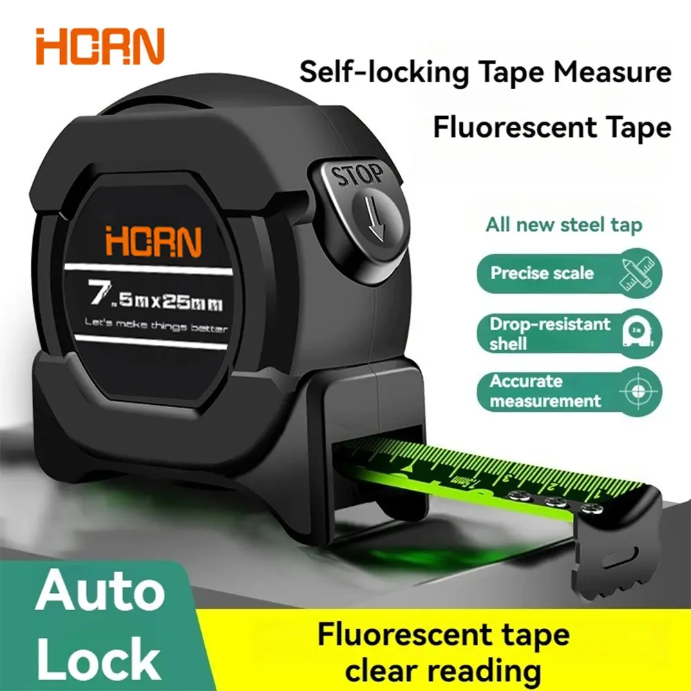 Professional Measuring Tape Set Durable Tape Measure: Glow-in-the-Dark High Precision Auto Lock, Durable Waterproof Steel Tape for Construction and Carpentry. 5m & 7.5m Heavy-Duty Tool Kit with Abrasion-Resistant Blade.