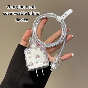 Strawberry Cherry Resin Cellphone Charger Protector Case for iPhone 18w-20w-35w Chargers, Perfect Gift Choice, No Data Cable Included, Protection, Charging