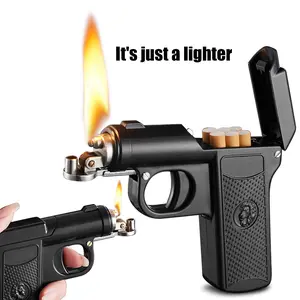 Gifts for Men - Black Lighter with Auto Ignition Fluid Refillable, Windproof Matchbox Tactical Kerosene Lighter with Creative Ignition Soft Flame Lighter & Fire Starter for Outdoor BBQ, Camping EDC Tools Collection Unique Gift for Men woman