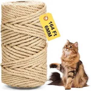 Jute Twine String - 164ft 6mm  Heavy-Duty Cord for Crafts, Garden & Packaging |  Fiber Rope for DIY Decor, Bundling & Industrial Projects