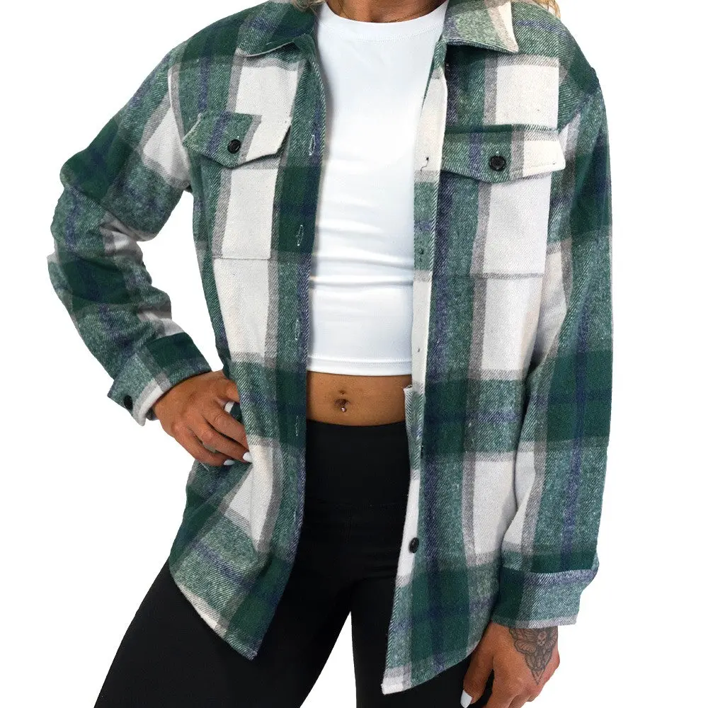 Green Shacket Plaid Jacket for Women Soft Lightweight Casual Day Out Coats with Button Closure & Pockets Machine Washable True to Size Green Shacket Plaid Jacket for Women Soft Lightweight Casual Day Out Coats with Button Closure & Pockets Machine Washable True to Size