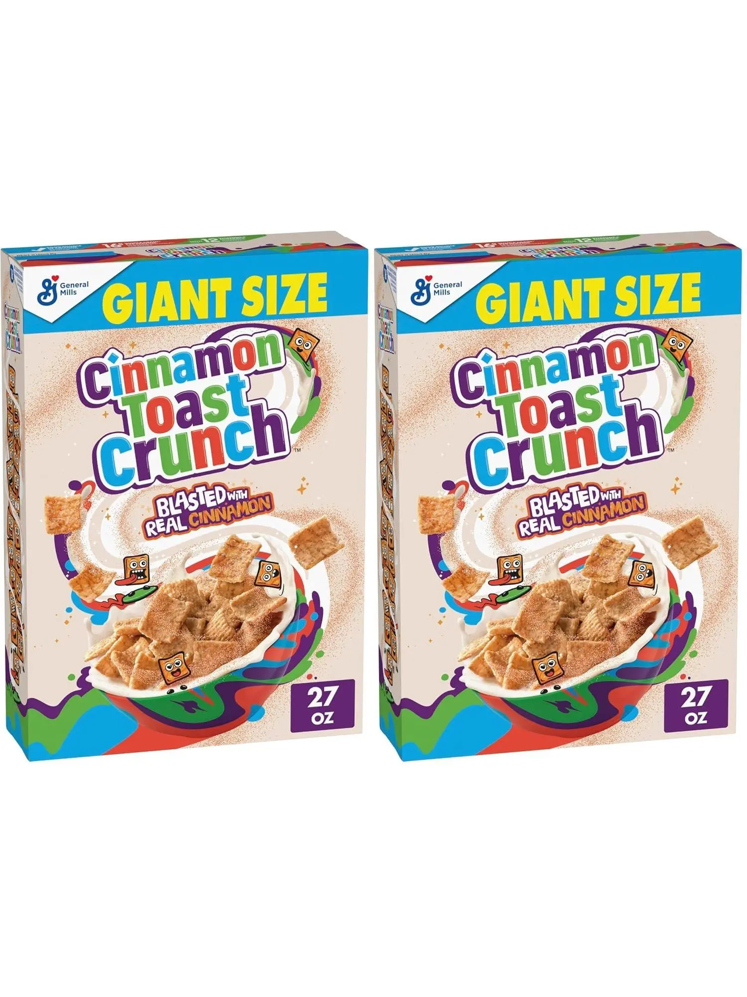 Cinnamon Toast Crunch Breakfast Cereal, Giant Size, 27 oz | 16g Whole Grain, Good Source of Calcium, 12 Vitamins & Minerals, Great Snack Mix Base or Ice Cream Topping