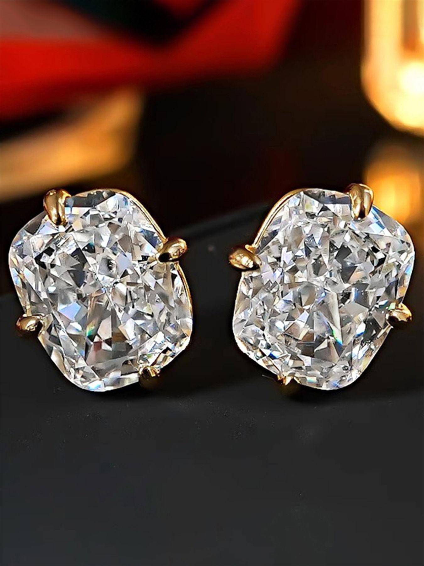 1 Pair Romantic Cubic Zirconia Stud Earrings For Women High Quality Earrings For Party Engagement Anniversary Jewelry Valentine's Day Gift