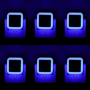 6 Pack Blue LED Night Light Plug in, Dusk to Dawn Sensor Automatic On and Off, Energy Efficient, Soft Glow , , Bedroom, Bathroom, Hallway, Stairs, Kitchen