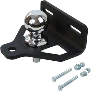 Heavy Duty Zero Turn Lawn Mower Hitch-8mm Thick Steel, Bolt on Trailer Hitch, Universal Fit for 2.5"-5.0" Hole Centers, Versatile Chain Slot Design, 2" Hitch Ball & Bolt Hardware Included