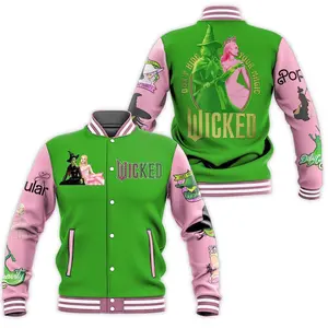 Green Witch Musical Varsity Jacket Unisex, Enchanted Broadway Bomber, Emerald Wizard Theatre Style Streetwear, Gift for Fantasy Show Fans