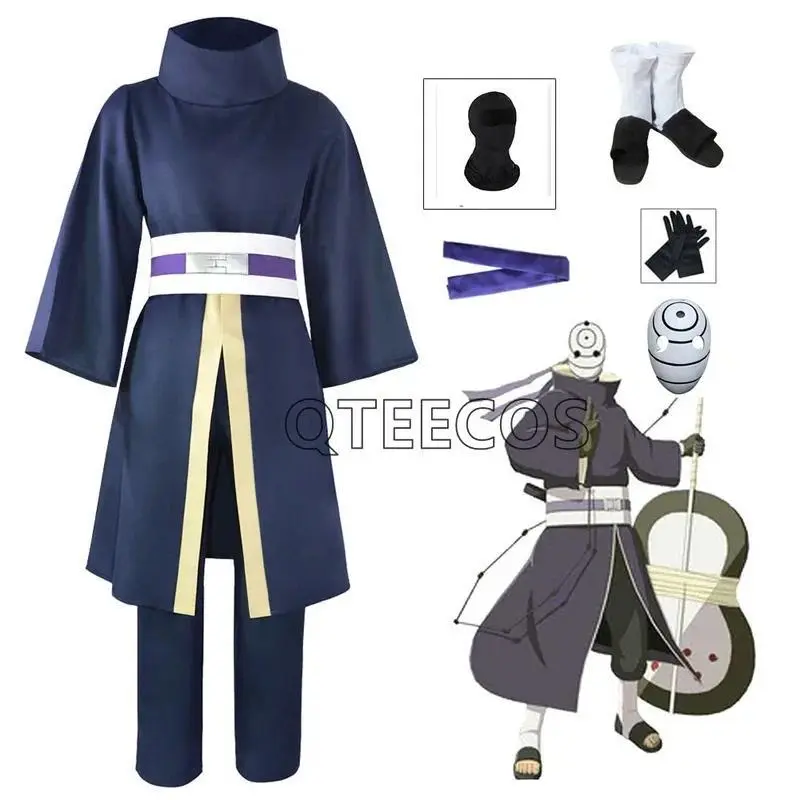 Bilibili Anime Tobi Uchiha Obito Cosplay Wear & Mask Set for Adults, XXL Size Cosplay Costume for Carnival Halloween Parties, Anime Fans’ Fancy Dress Outfit