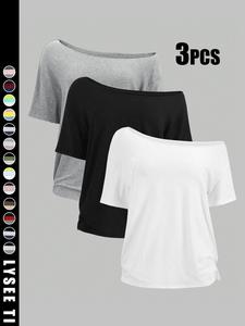 women's solid color loose tee, casual basic short sleeve t-shirt for daily wear, ladies minimalist clothes for all seasons, summer tops, t-shirts for women, shortsleeve womenswear, baggy tshirt
