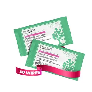 Makeup Remover Wipes with Vitamin E | Makeup Remover for Face, Eyes & Lips | Travel Friendly Facial Cleansing Wipes | Individually Wrapped Makeup Wipes | Case of 50 Count