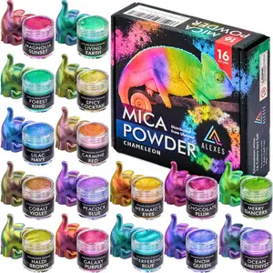 Mica Powder for Epoxy Resin – Holographic Mica Powder - Epoxy Resin Pigment Powder - 16 Colors Soap Making Dye Set