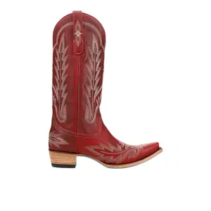 Lane Womens Lexington Embroidered Snip Toe Casual Boots Mid Calf Low Heel 1-2" - Red
