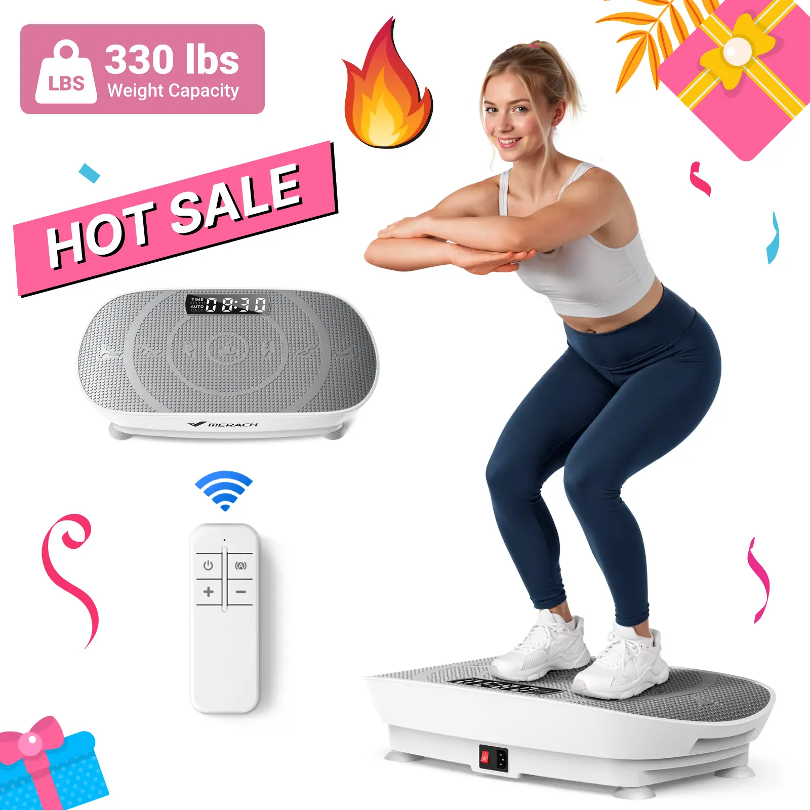 【Live Link only】MERACH Slim Vibration Plate Exercise Machine with Lymphatic Drainage for Full Body Workout and Fitness Equipment for Women Workoutmach