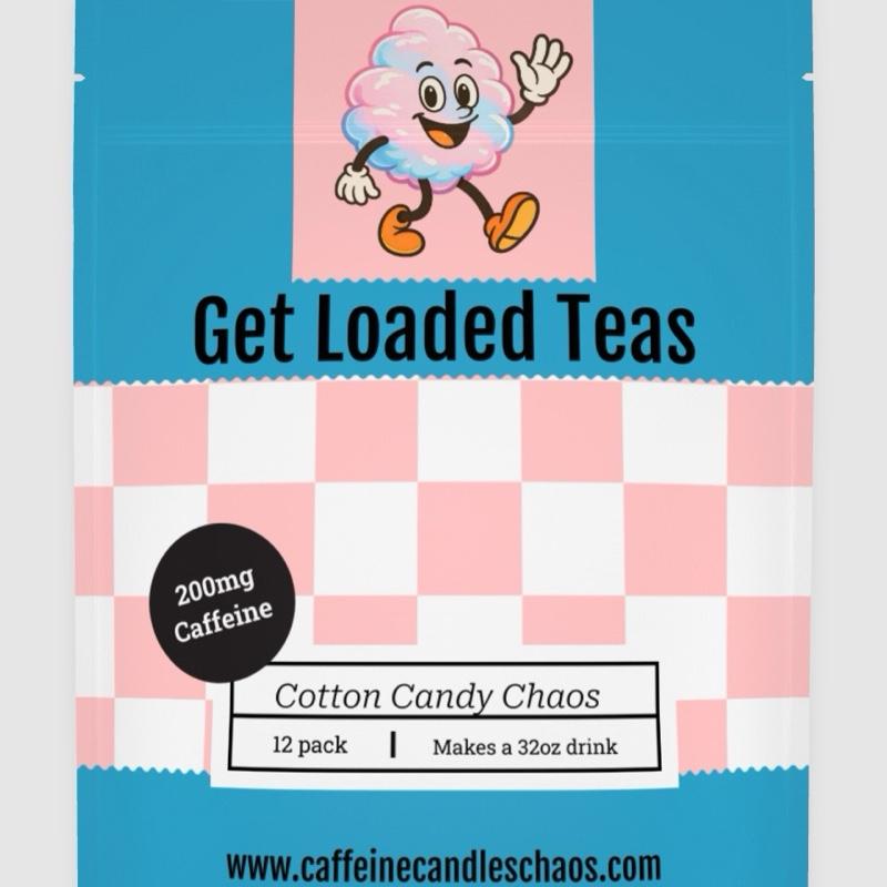 12-Pack Cotton Candy Chaos Loaded Tea Bundle | Mixed Flavors | Caffeinated Flavored Beverage Mix Packets | One the go | Nostalgic-Inspired Flavors