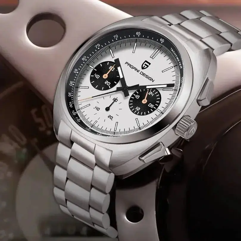Pagani Design Panda Dial Men Watches Luxury Quartz Chronograph