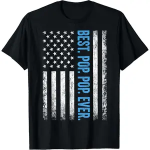 Oversized Vintage Tee Men Best Pop pop Ever Vintage American Flag Fathers Day Gift Dad T-Shirt